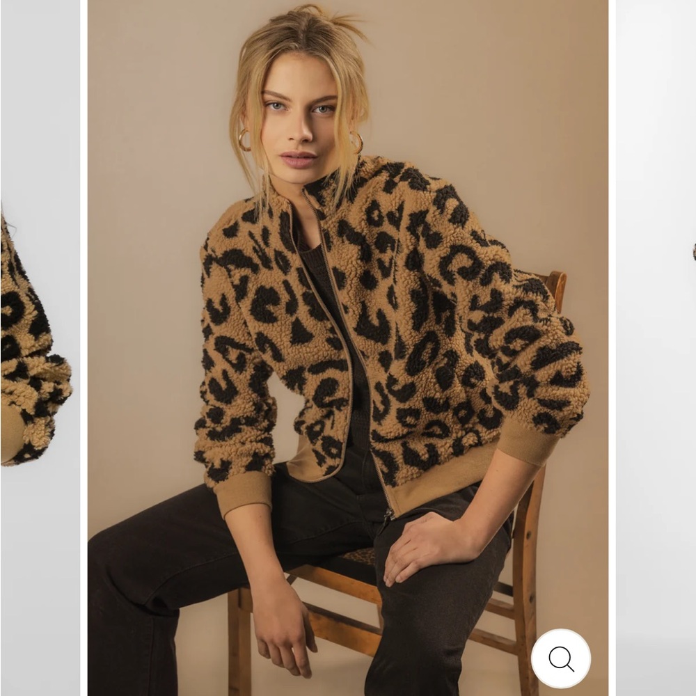 Velvet Heart Leopard Print Teddy Jacket